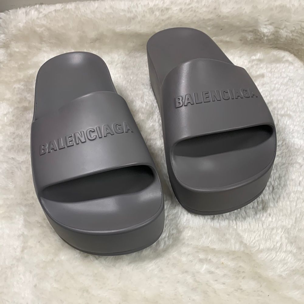 Balenciaga dark grey chunky slides